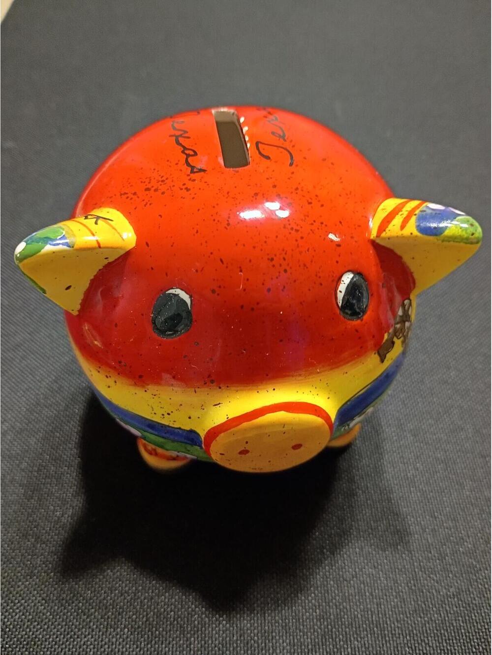 Colorful Hand-Painted Ceramic Piggy Bank
